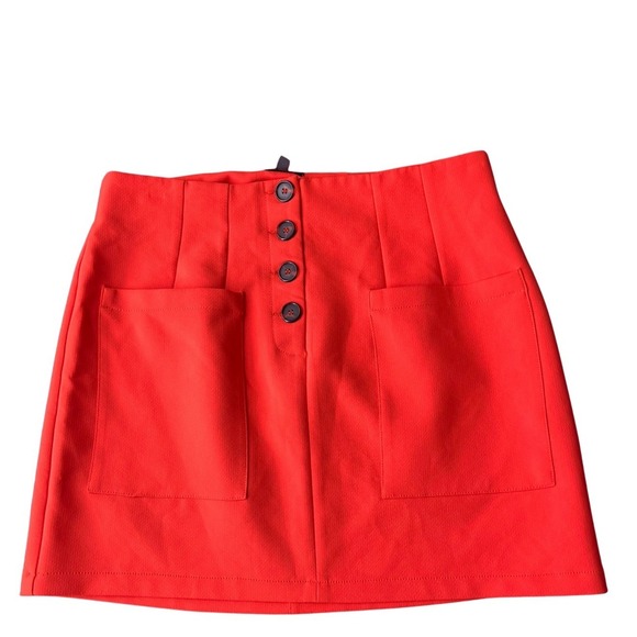 Topshop Dresses & Skirts - Topshop Womens Orange Button Front Mini Skirt Size US 12 Funky‎ Rocker